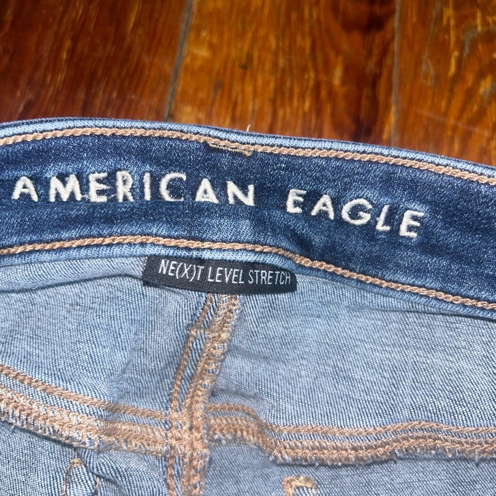 American Eagle Outfitters Blue High Rise Skinny Distressed Jeans size 10 Short - Picture 6 of 8